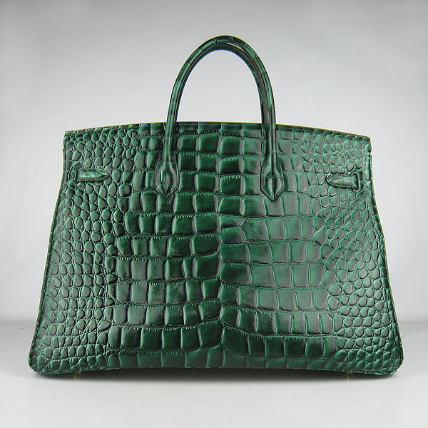 Replica Hermes Birkin 40CM Crocodile Veins Leather Bag Dark Green 6099 Online